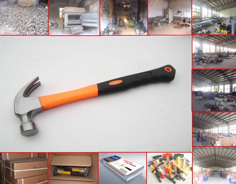 Claw hammer with fiberglass handle